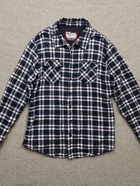 Chor XL Lined Flannel Shirt Plaid Button Front Heavy Cotton Workwear